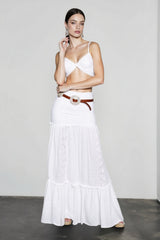 Elegant White Floor Length Vacation Skirt