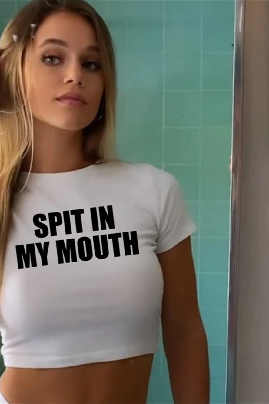 Letter Print Short Sleeve Crop Top Secondary image