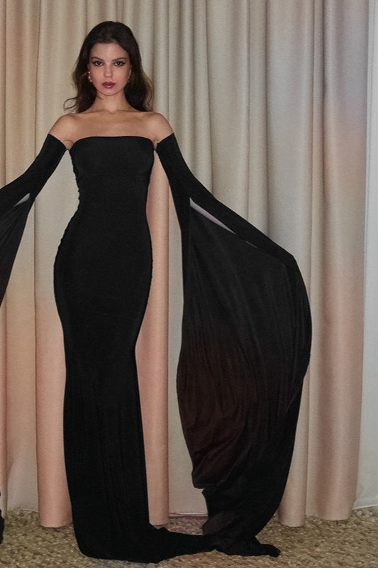 Solid Long Sleeve Strapless Bodycon Formal Dress Secondary image