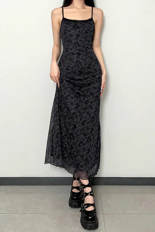 Lace Trim Mesh Floral Dress Main image
