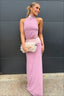 Halter Open Back Sleeveless Fitted Maxi Party Dress