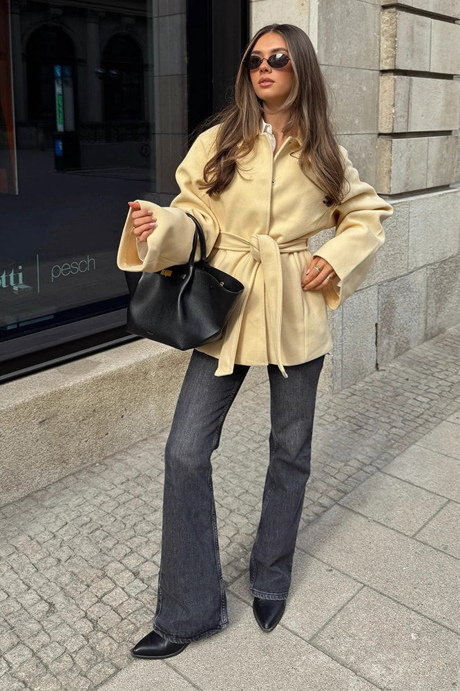 Belted Solid Wool Midi Coat Secondary image