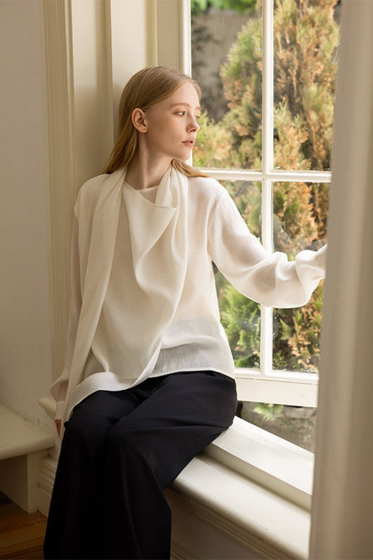 Elegant Cowl Neck Long Sleeve Top Secondary image