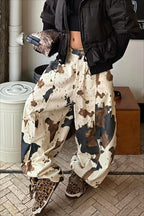 Abstract Camo Print Baggy Jeans