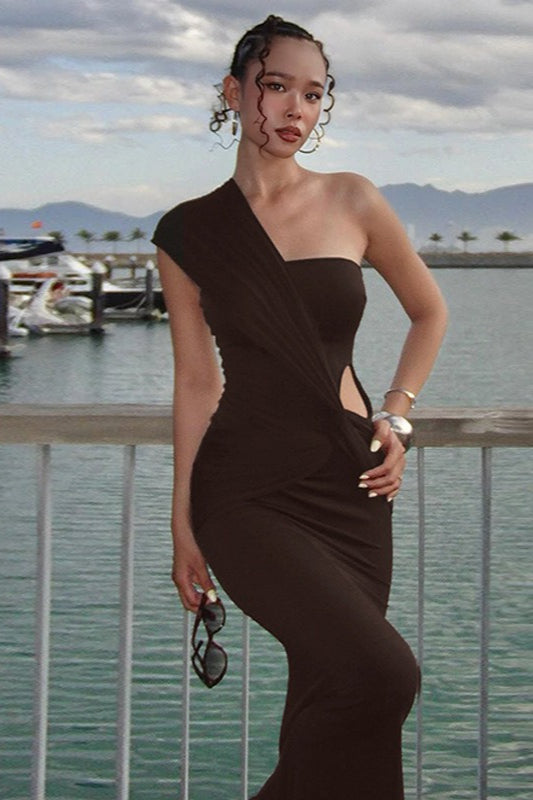 One Shoulder Cross Side Cutout Wrap Dress Main image