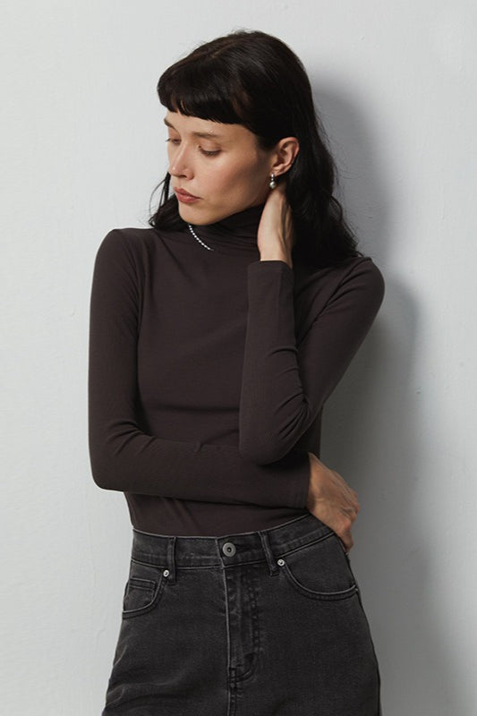 Cashmere Ribbed Turtle Neck Knit Top Main image