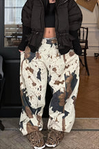 Abstract Camo Print Baggy Jeans