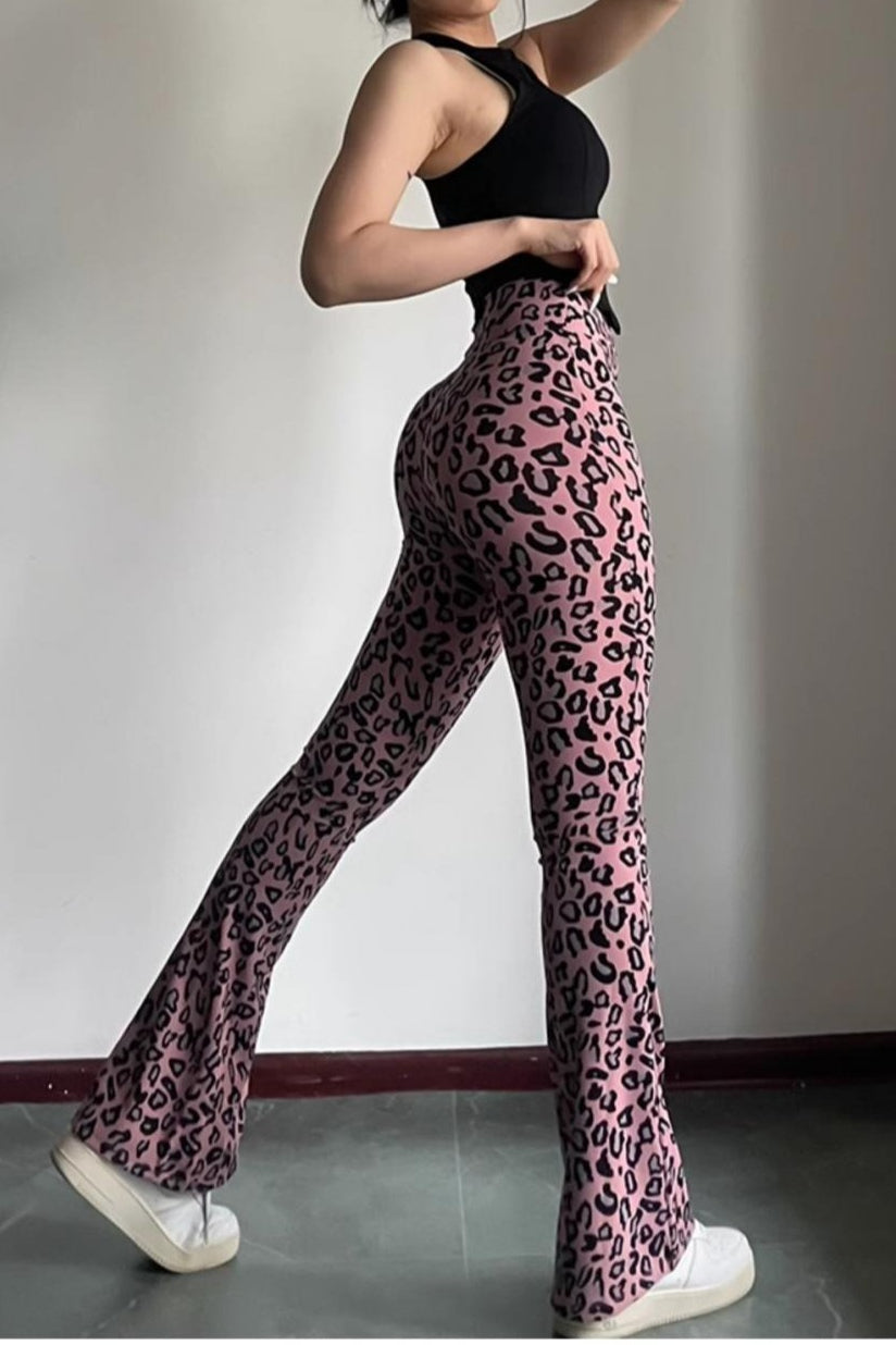 Leopard Print High Waist Tight Micro Flare Yoga Pants Secondary image