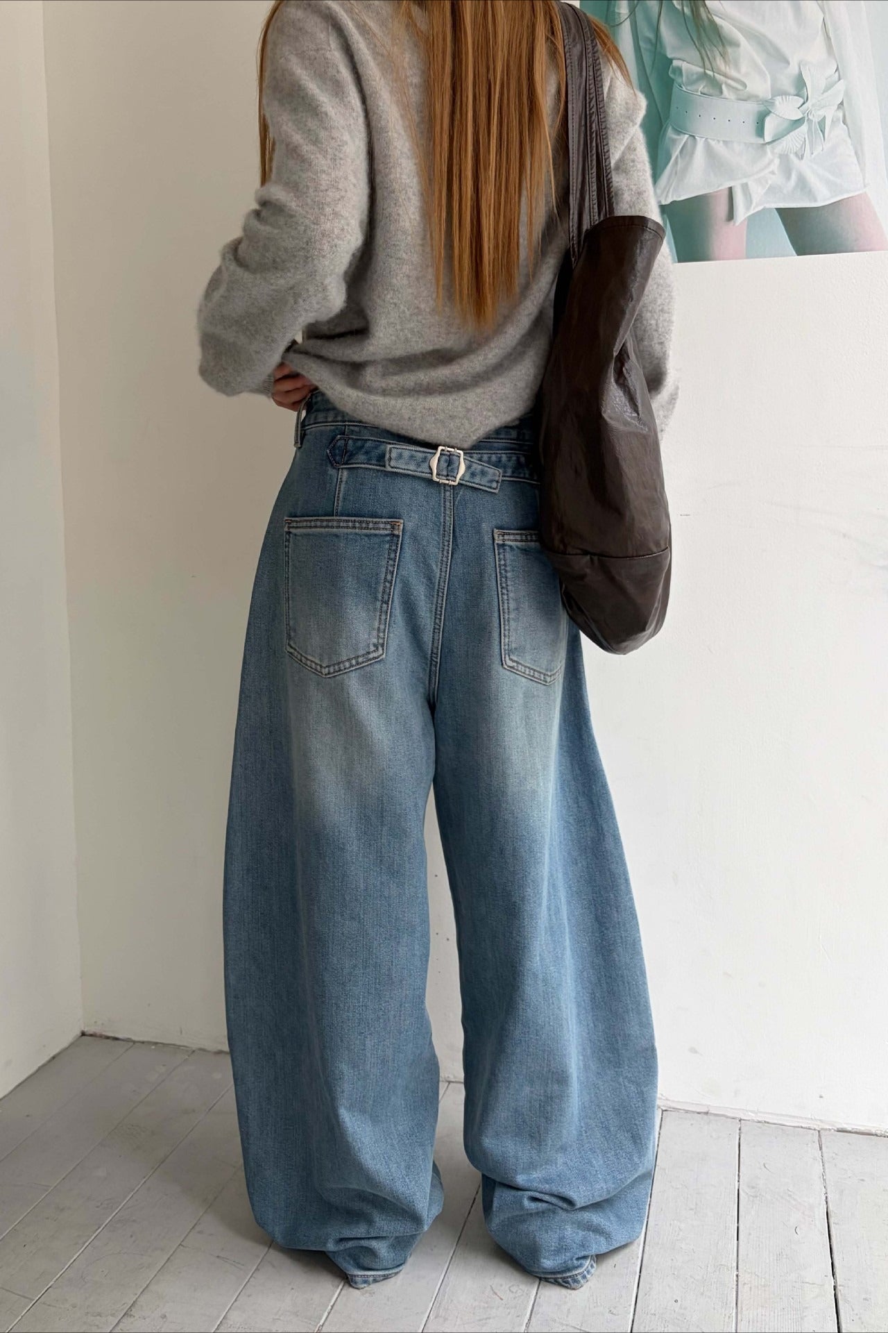Flocked Deconstructed Cropped Flare Jeans Secondary image