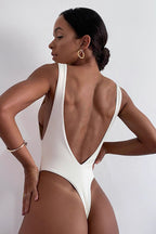 Backless Slim Solid Sporty  Bodysuit