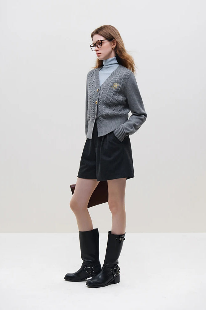 Chic Embroidered Cable Knit Cardigan Secondary image