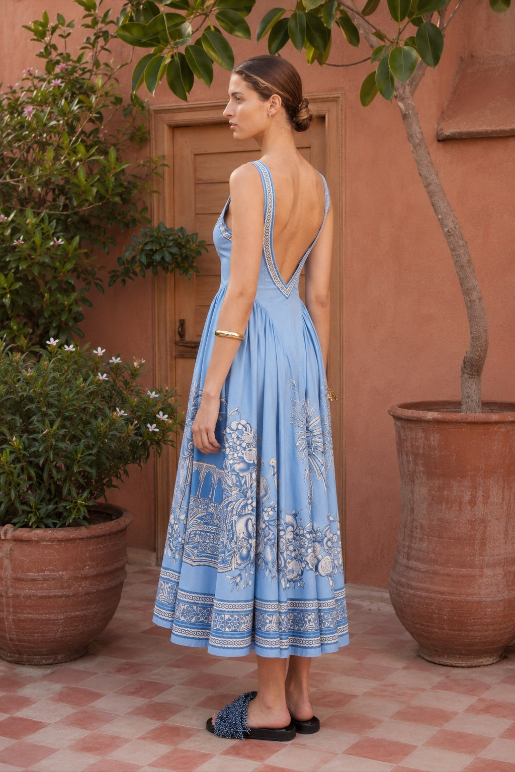 Printed Linen Relaxed Slip Dress Secondary image