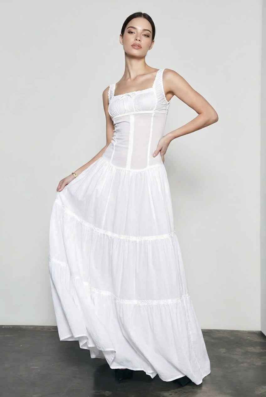 Ruched Front Button Maxi Vacation Dress Secondary image