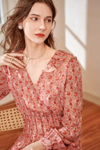 Printed Chiffon Fitted Waist Floral Dress