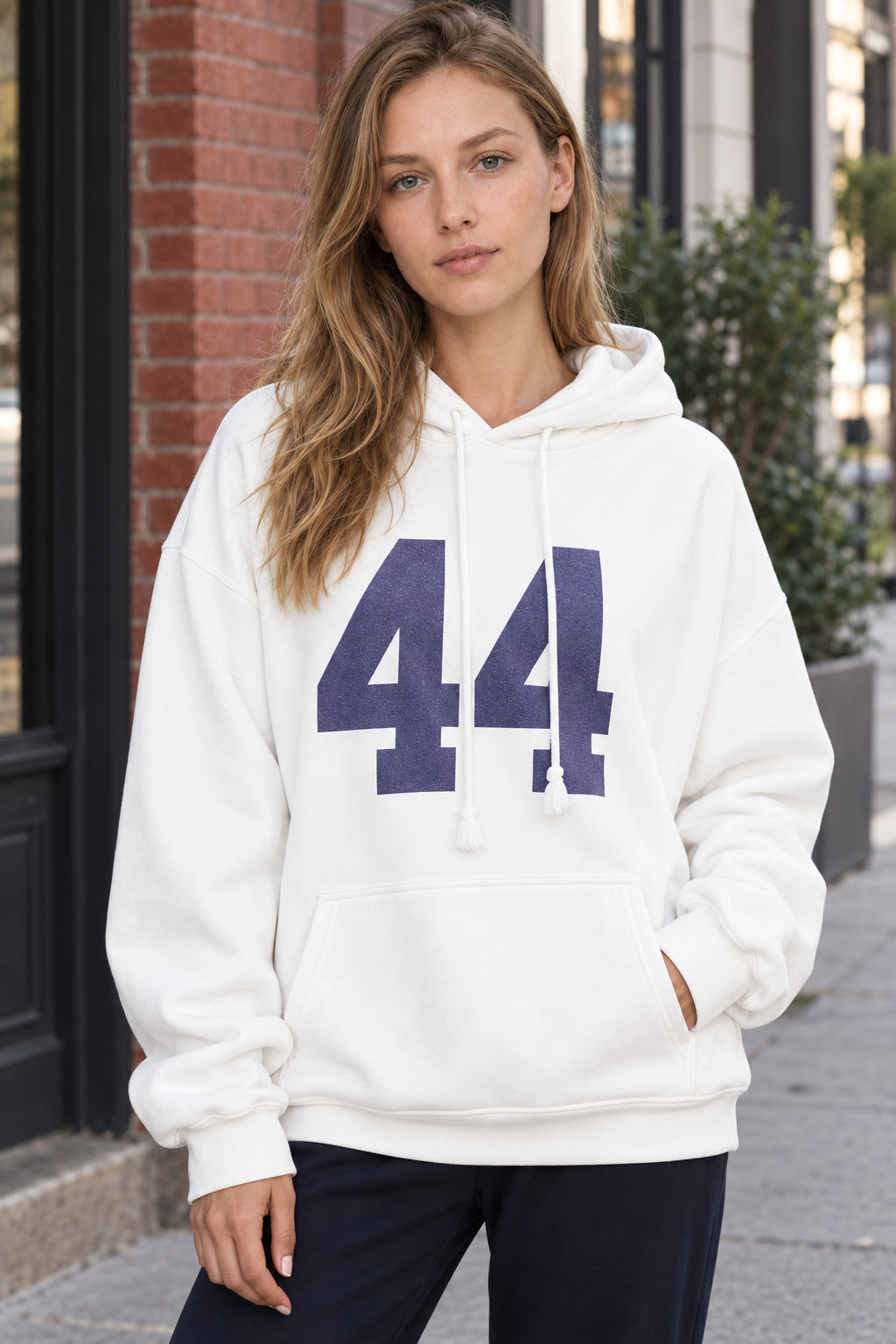 Number Graphic Oversized Pullover Hoodie