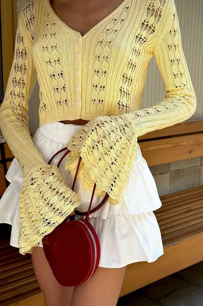 Hollow Out Knit Cropped Cardigan Secondary image