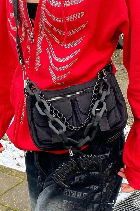 Street Style Rhinestone Skull Hoodie Secondary image