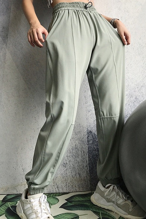 Sweat Wicking High Waist Loose Cuffed Pocket Pants Secondary image