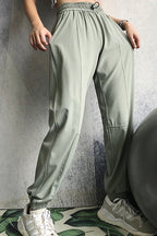 Sweat Wicking High Waist Loose Cuffed Pocket Pants