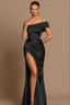 Elegant Lustrous Off-Shoulder Slit Maxi Dress