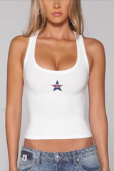 Star Embroidery Y2K Tank Top
