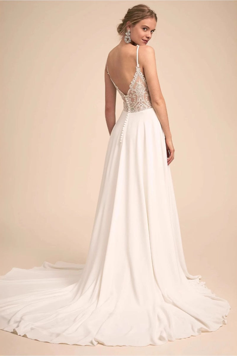Plunging Lace Mermaid Wedding Dress Main image