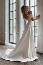 Convertible Satin Sheath Wedding Dress
