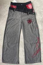 Double Waist Barrel Leg Wide Jeans