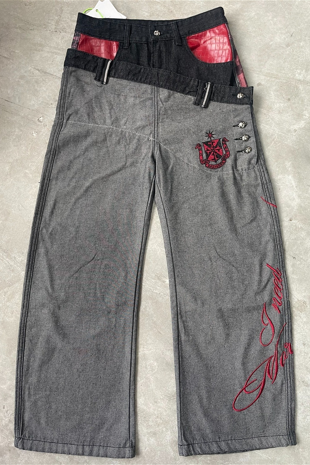 Double Waist Barrel Leg Wide Jeans