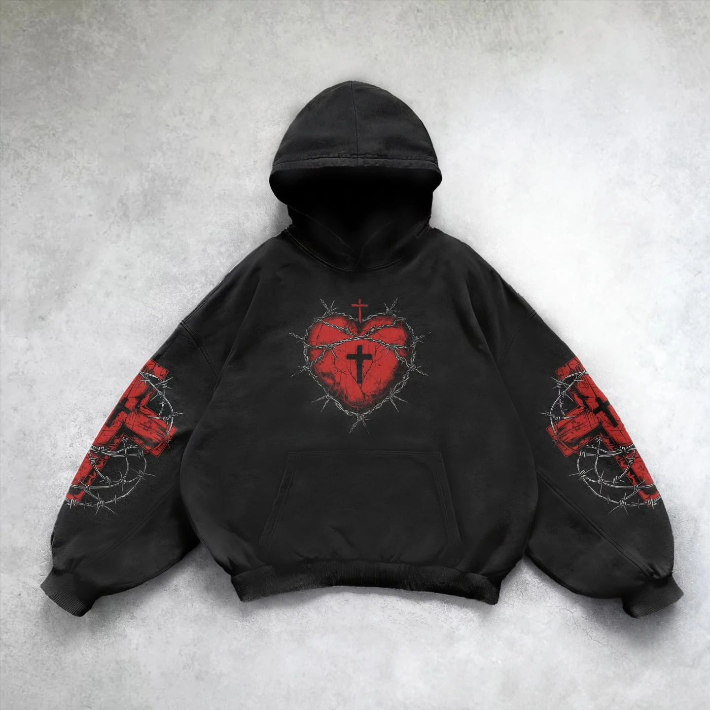 Retro Heart Pullover Streetwear Hoodie Secondary image