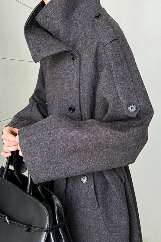 Tall Fit Double Breasted Long Chic Elegant Overcoat Secondary image