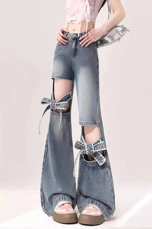Slim Fit Bow Flare Jeans Main image