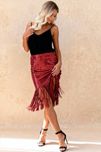 Sequin Tassel Tight Midi Skirt
