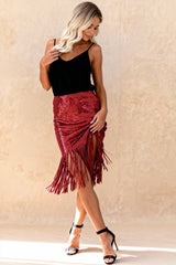 Sequin Tassel Tight Midi Skirt