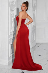Sexy Strapless A Line Long Solid Formal Dress