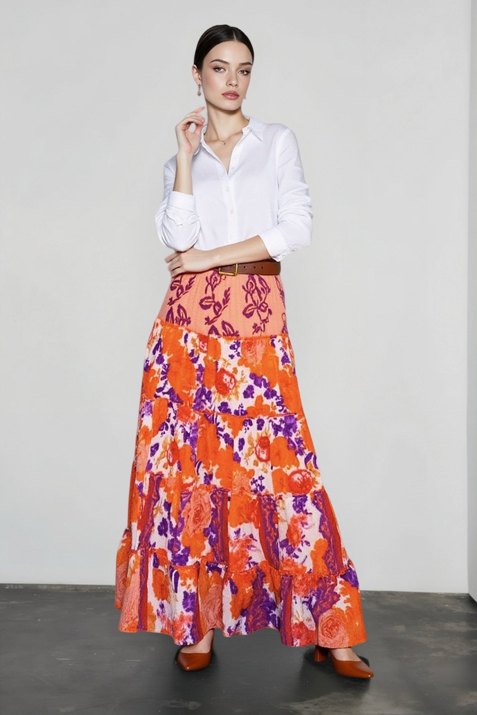 Boho Print Ruffle Swing Vacation Skirt Secondary image