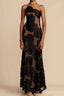 Burnout Spaghetti Strap Asymmetric Floral Formal Dress