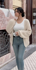 Open Front Long Sleeve Knit Cardigan