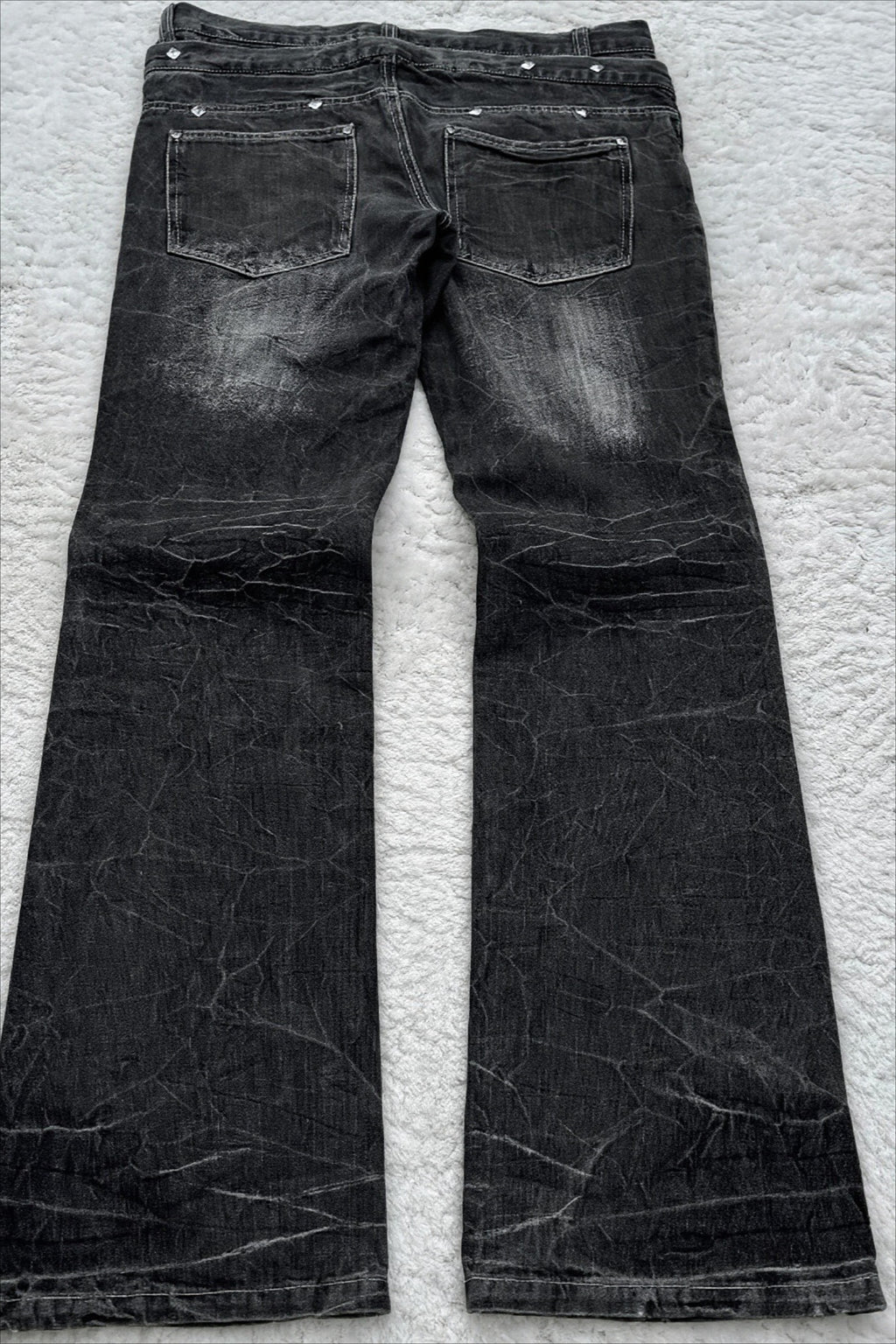 Gothic Distressed Double Waist Flare Jeans