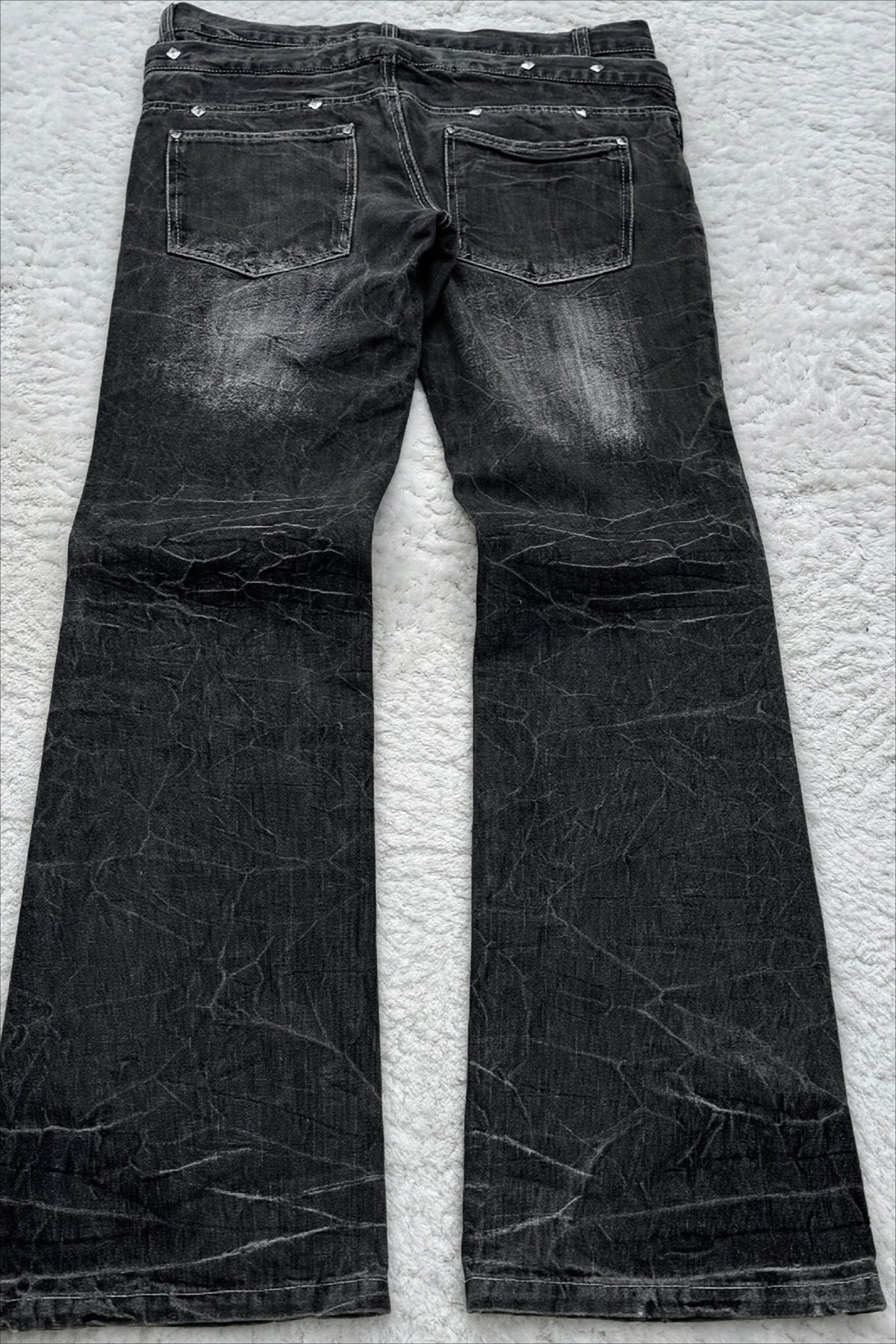 Gothic Distressed Double Waist Flare Jeans