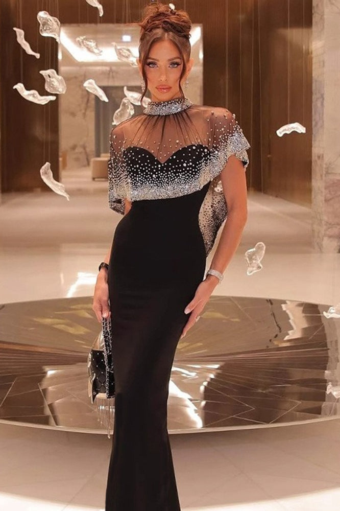 Luxury Beaded Rhinestone Shawl Sleeveless Formal Dress Secondary image
