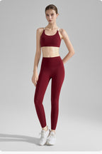 Seamless Cross Back Bra Sculpting Pants Activewear Set
