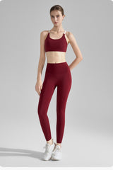 Seamless Cross Back Bra Sculpting Pants Activewear Set