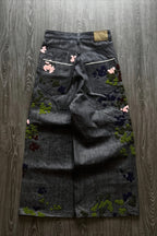 Embroidered Loose Fit Straight Leg Jeans