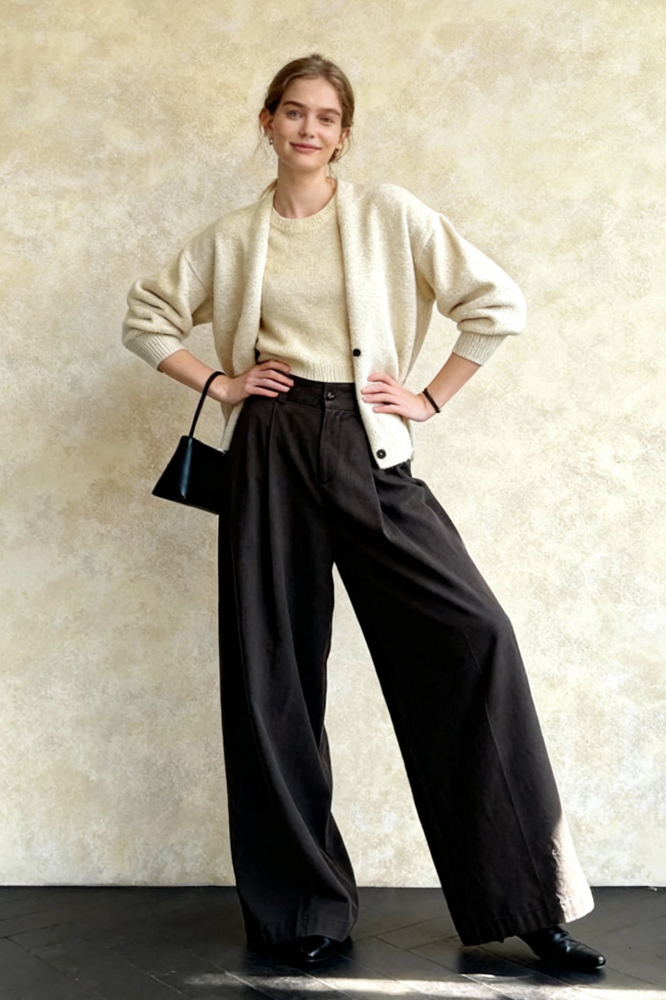 Retro Relaxed High-Waisted Wide-Leg Pants Main image