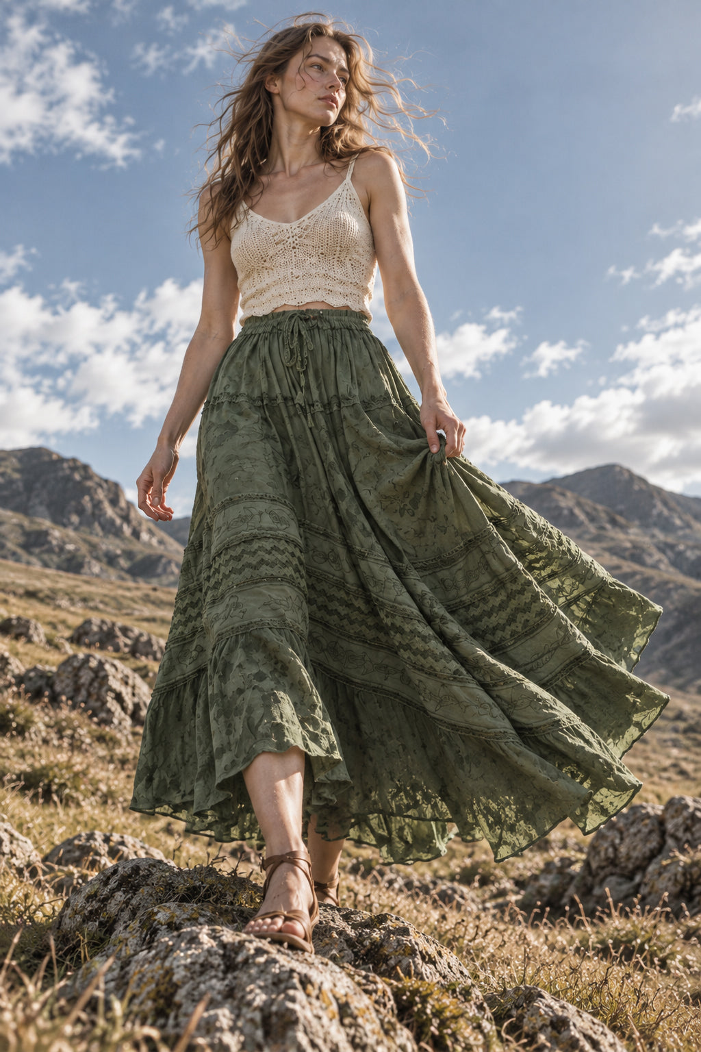 Fairy Graceful Tiered Maxi Skirt