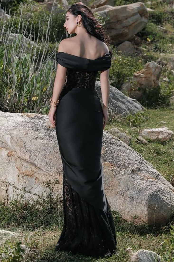 Lace Insert Off Shoulder Maxi Formal Dress Secondary image