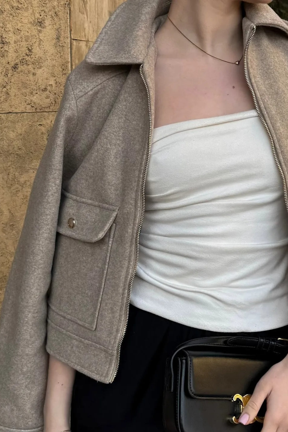 Zipper Pocket Lapel Short Jacket Secondary image