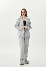 Grey Fleece Zip Up Hoodie