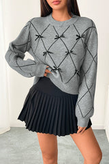 Crew Neck Pullover with Bow Detail